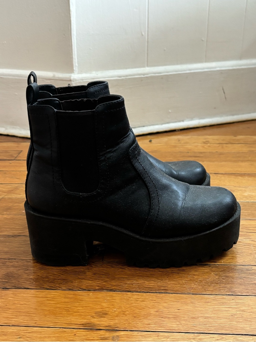 Princess Polly Black Chunky Platform Chelsea Boots